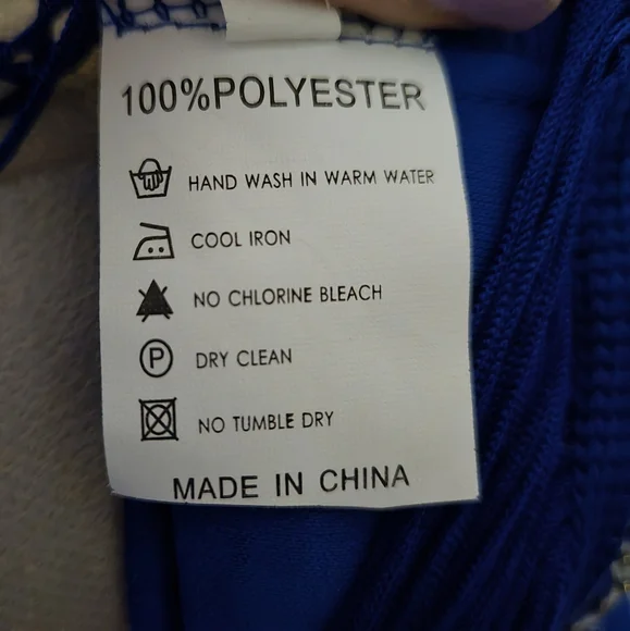 Sequins beads & stitching ROYAL blue flapper-style dress long fringe sz S - Picture 10 of 10